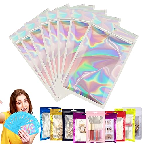 10 Stück Zip-Beutel Groß Mylar Bags Silber Holografische Beutel 26x38cm,Wiederverschließbare Mylar Beutel,Geruchsdichte Baggys Ziplock-Beutel Polybeutel für Schmuck,Lebensmittel,Kleine Unternehmen von YAAVAAW