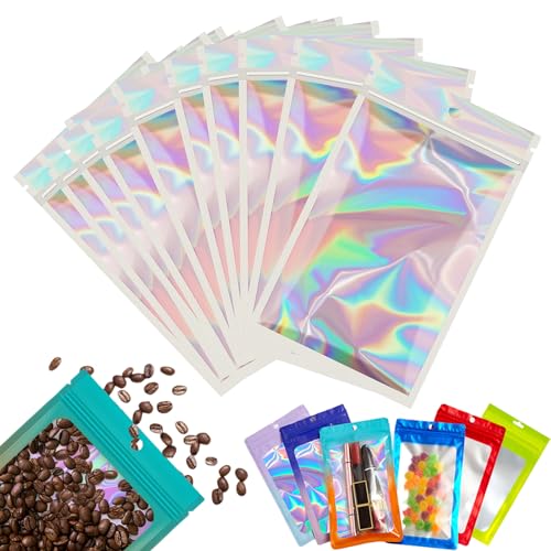 10 Stück Zip-Beutel Groß Mylar Bags Silber Holografische Beutel 30x40cm,Wiederverschließbare Mylar Beutel,Geruchsdichte Baggys Ziplock-Beutel Polybeutel für Schmuck,Lebensmittel,Kleine Unternehmen von YAAVAAW