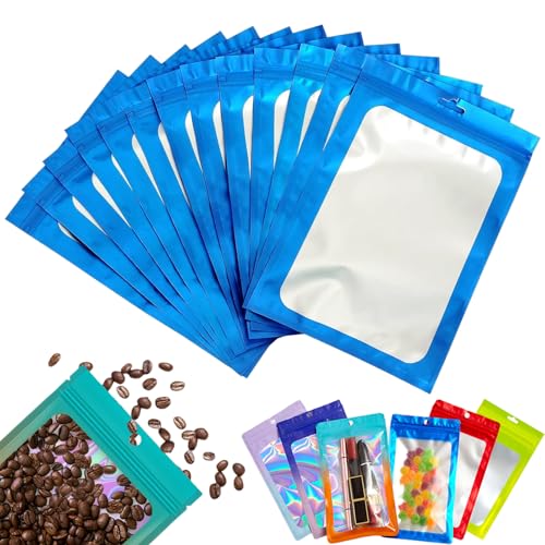 100 Stück Zip-Beutel Klein Mylar Bags Blau Holografische Beutel 7x10cm,Wiederverschließbare Mylar Beutel,Geruchsdichte Baggys Ziplock-Beutel Polybeutel für Schmuck,Lebensmittel,Kleine Unternehmen von YAAVAAW