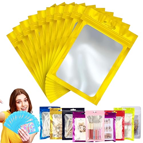 100 Stück Zip-Beutel Klein Mylar Bags Gold Holografische Beutel 10x15cm,Wiederverschließbare Mylar Beutel,Geruchsdichte Baggys Ziplock-Beutel Polybeutel für Schmuck,Lebensmittel,Kleine Unternehmen von YAAVAAW