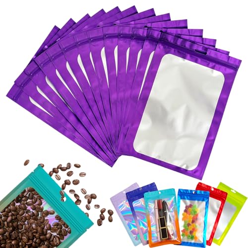 100 Stück Zip-Beutel Klein Mylar Bags Lila Holografische Beutel 7x10cm,Wiederverschließbare Mylar Beutel,Geruchsdichte Baggys Ziplock-Beutel Polybeutel für Schmuck,Lebensmittel,Kleine Unternehmen von YAAVAAW