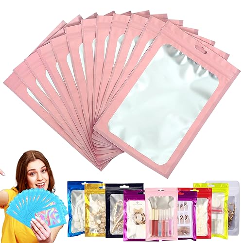 100 Stück Zip-Beutel Klein Mylar Bags Rosa Holografische Beutel 7x10cm,Wiederverschließbare Mylar Beutel,Geruchsdichte Baggys Ziplock-Beutel Polybeutel für Schmuck,Lebensmittel,Kleine Unternehmen von YAAVAAW