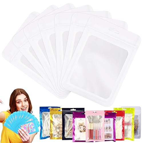 100 Stück Zip-Beutel Klein Mylar Bags Weiß Holografische Beutel 7x10cm,Wiederverschließbare Mylar Beutel,Geruchsdichte Baggys Ziplock-Beutel Polybeutel für Schmuck,Lebensmittel,Kleine Unternehmen von YAAVAAW