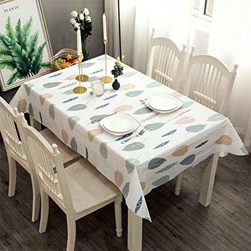 137 x 180 cm, abwischbare Tischdecke, rechteckig, Blätter-Stil, PVC-Kunststoff, abwischbar, schmutzabweisend, wasserdicht, quadratisch, für Küche, Abendessen, Picknick, Party, rechteckig von YAAVAAW