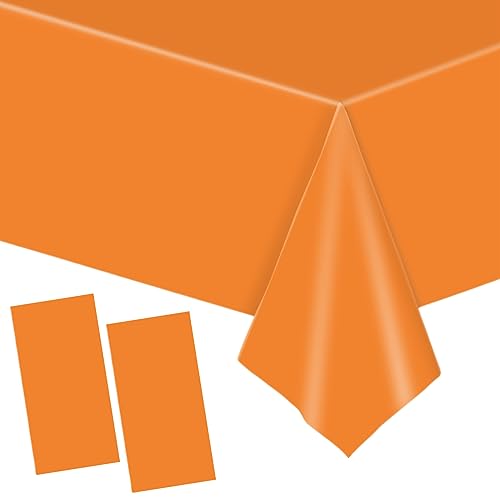 2 Stück Einweg Tischdecke Orange Papiertischdeck Roll Kunststoff Party Tischdecken,137 * 274cm Papiertischdecken Rolle wasserdichte Tischtuch für Bienen Party,Kindergeburtstag,Thanksgiving,Halloween von YAAVAAW