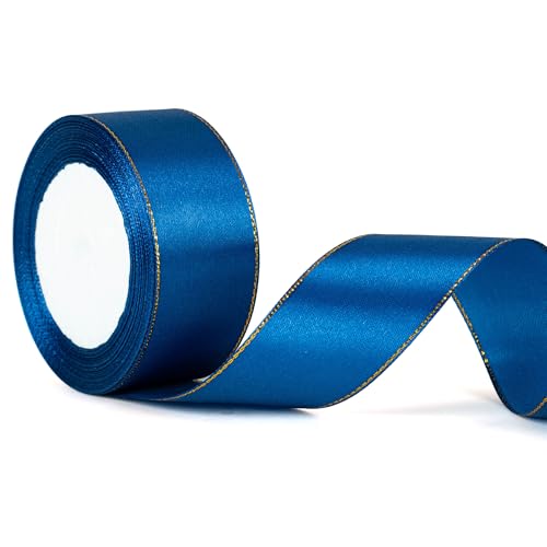 40 mm breites marineblaues Satinband, dunkelblau, Hochzeitsautoband, dickes marineblaues Band für Geschenkverpackungen, Haarschleife, Blumenstrauß, Basteln, Hochzeitsdekoration, Kuchen, Geschenkband von YAAVAAW