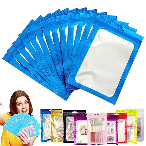 50 Stück Zip-Beutel Medium Mylar Bags Blau Holografische Beutel 14x20cm,Wiederverschließbare Mylar Beutel,Geruchsdichte Baggys Ziplock-Beutel Polybeutel für Schmuck,Lebensmittel,Kleine Unternehmen von YAAVAAW