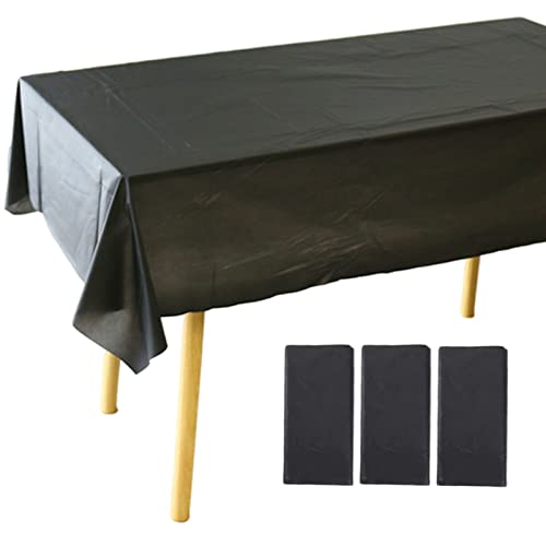 EinwegTischdecken schwarze Tischdecken 137 x 274 cm KunststoffTischdecke rechteckig EinwegTischdecken schwarz wasserdichte Tischdecke für Party Geburtstag WeihnachtsfeierDekorationen 3 Stück von YAAVAAW