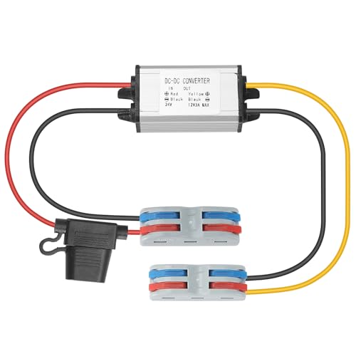 YABOANG DC-DC Konverter 24V auf 12V, DC-Spannungswandler 15-35V zu 12V 3A 36W MAX, DC-DC-Wandler Buck 24V auf 12V mit wasserdichter Sicherung und Klemmleiste, automatischer Abwärtsspannungsregler von YABOANG