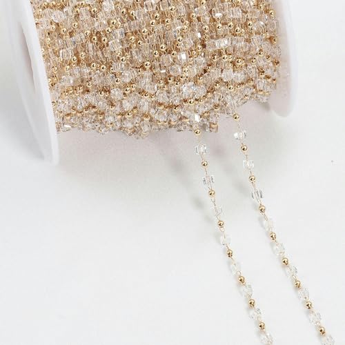 1Meter Perlenketten KC Goldkette zur Schmuckherstellung DIY-Transparent-KC Gold-2,5mmPerlen 2mmKugel von YAGNYUOG