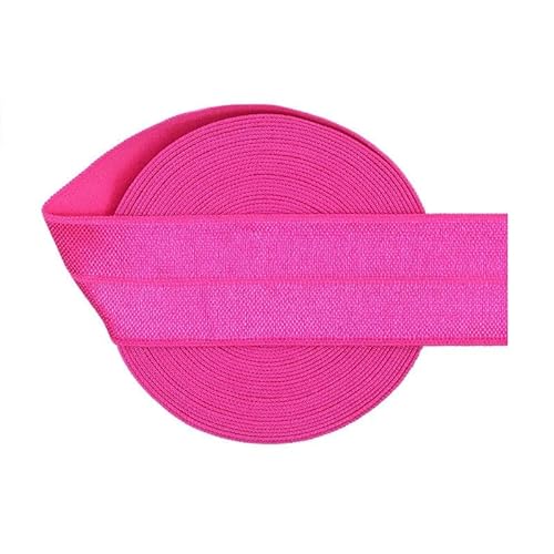 2 5 10 Yard 1" 25 mm solide glänzende umklappbare Gummibänder aus Elasthan-Satin, Band, Haargummi, Stirnband, Kleid, Nähbesatz, virtuelles Pink, 5 Yards von YAGNYUOG