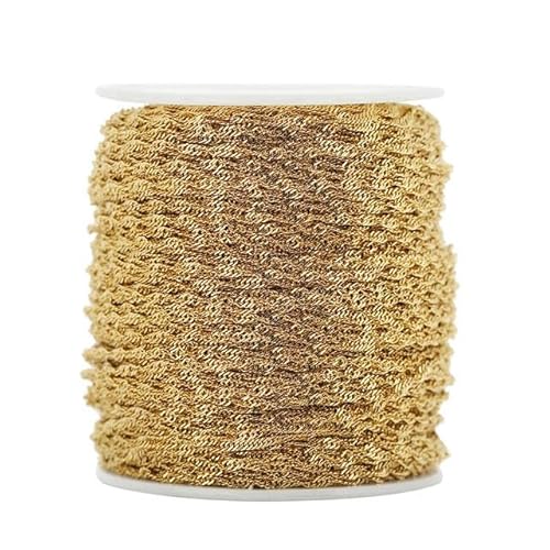 2 Meter goldfarbene Edelstahlketten, Bulk-Durchmesser 1,9 mm, Gliederketten, Lot für DIY-Armband, Halskette, Schmuckherstellung, Zubehör, Gold von YAGNYUOG