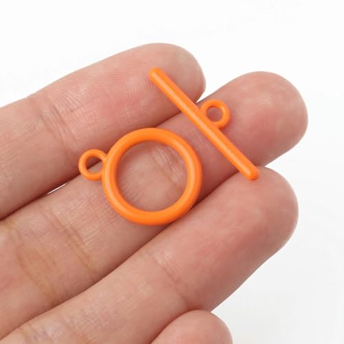 20 Kits/Lot OT-Verschlussverbinder Knebelverschluss Antiksilber plattiert für DIY-Armband-Halskettenschmuckherstellung DIY-Zubehör-orange 10 Stück von YAGNYUOG