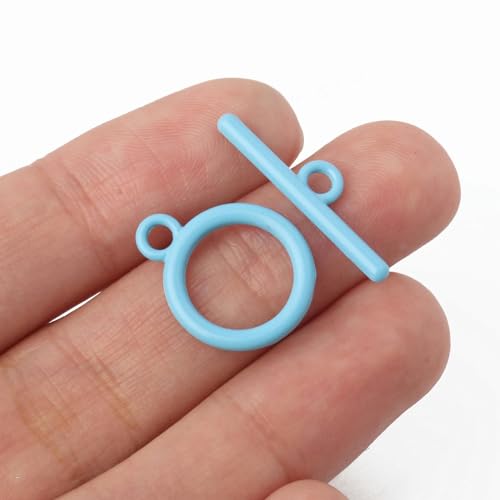 20 Kits/Lot OT-Verschlussverbinder Knebelverschluss Antiksilberlegierung plattiert für DIY-Armband-Halskettenschmuckherstellung DIY-Zubehör-blau 10 Stück von YAGNYUOG