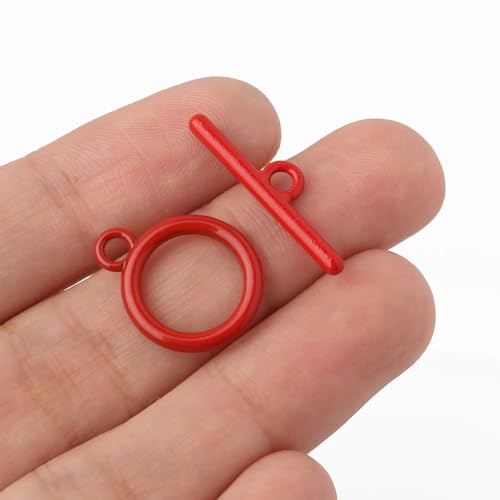 20 Kits/Lot OT-Verschlussverbinder Knebelverschluss Antiksilberlegierung plattiert für DIY-Armband-Halskettenschmuckherstellung DIY-Zubehör-rot 10 Stück von YAGNYUOG