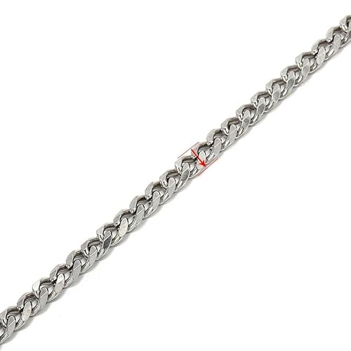 Meter 304 Edelstahl kubanische Kette 2–7 mm dick flache Massenkette DIY Halskette Armband Schmuckherstellung Zubehör-4,5 mm von YAGNYUOG