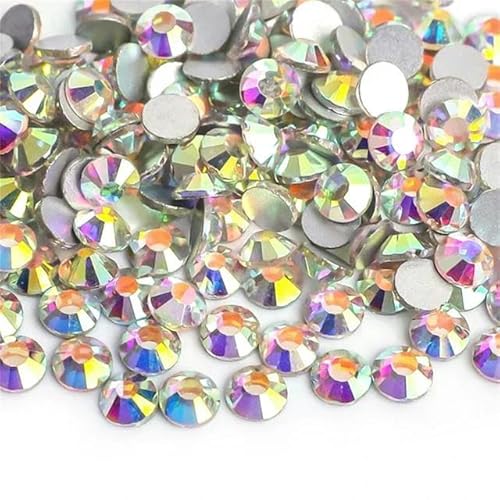 Super Glitter Crystal AB Nicht-Hotfix-Strasssteine SS3-SS50 FlatBack-Strasssteine zum Nähen und für Stoffkleidung, Nailart-Strasssteine, Dekorationen-Kristall AB-ss16, 1440 Stück von YAGNYUOG