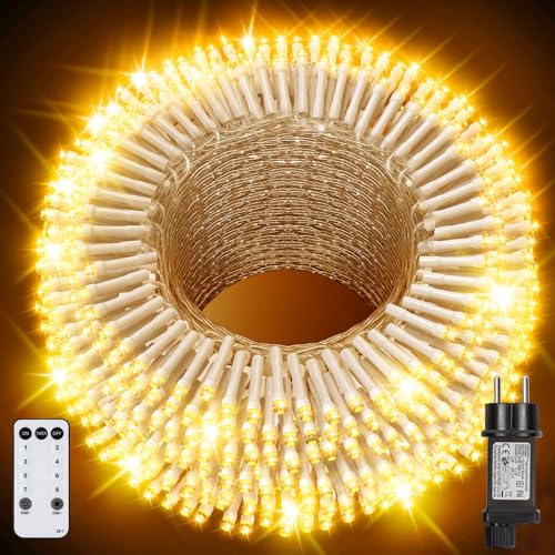 YAGOPAL Lichterkette außen, 40M 320 LED Weihnachtsbeleuchtung außen Christmas Lights Outdoor bunt 8 Modi mit Fernbedienung Strom Timer IP65 für Weihnachtsbaum Terrasse Party Hochzeit Dekoration von YAGOPAL