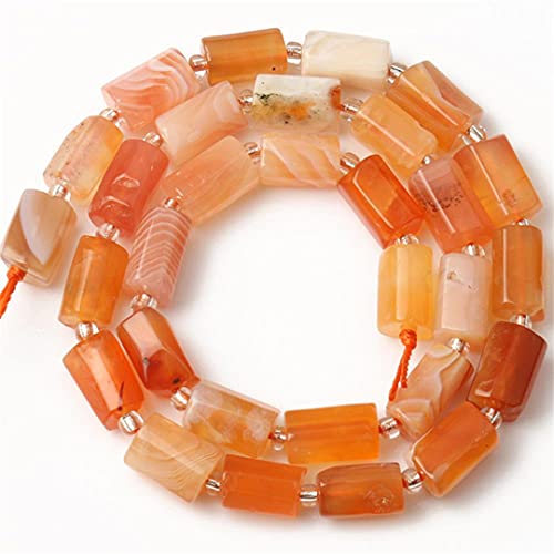 8 x 11 mm natürliche facettierte Zylinder-Edelsteine, orangefarbene Achate, lose Abstandshalter-Perlen für Schmuckherstellung, DIY-Armband, 19,1 cm, 19,1 cm von YAJILM