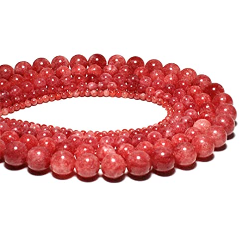 Natürliche Rhodochrosit-Perlen für Schmuckherstellung, Armband, Halskette, 6/8/10/12 mm, Strang, 38,1 cm, 6 mm, ca. 63 Stück von YAJILM