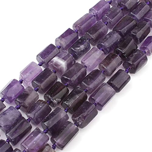 Natürlicher Amethyst, 8 x 11 mm, zylinderförmige Steinperlen für Schmuckherstellung, Zubehör, DIY, Damen, Halsketten, Armbänder, 19,1 cm von YAJILM