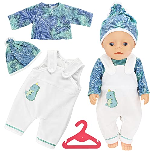 Kleidung Outfits für Baby Puppen, Puppenkleidung, New Born Baby Puppen, Puppenzubehör mit Hut Langarm Hose, für Babypuppen 35-43 cm, Geschenke für Mädchen Jungen (Grün, B) von YAJIMAOY