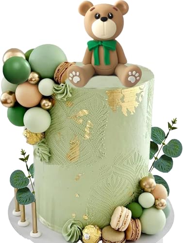 Tortendeko Bär Grün, 28 Stück Teddybär Kuchen Dekoration Bär Kuchen Deko Torten Deko Bär Cake Topper Babyparty Tortendeko Kugeln Bär Geburtstagstorte Deko für Baby Dusche Hochzeit Geburtstag Babyparty von YAJIMAOY