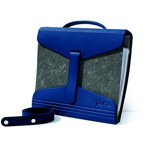 YaKa A4 Universal Ordnerhalter, Marineblau, für Schule, Büro oder Künstler, organisches Leicht-PVC-Portfolio, Organizer mit Riemen und Griff - Passt für 40-80mm dicke A4-Hefte von YAKA