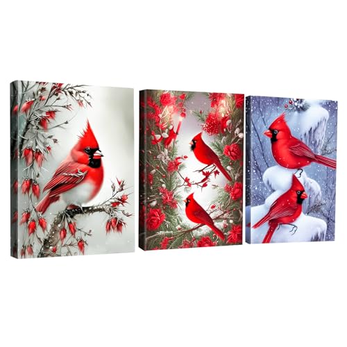 YALKIN 3 Packungen Malen nach Zahlen für Erwachsene, DIY-Blume mit Pinsel und Acrylfarben, 30 x 40 cm, flammenloses Ölgemälde-Set als Geschenk für Freunde, Weihnachten von YALKIN