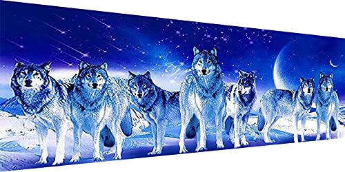 YALKIN 5D Diamond Painting Großes XXL Diamant Painting Bilder Tier Wölfe Diamond Art Erwachsene Full DIY Diamant Kunst Malerei Stickerei Set Kreuzstich Bilder Home Wand Dekor 30x90cm von YALKIN