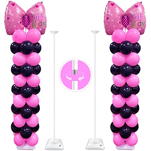 YALLOVE Metall Ballon Ständer Set von 2, Höhe verstellbar von 40cm bis 3.2m, Gewindestange Design, freie Kombination von Ballon Mittelstück für Tisch und Ballon Säule Ständer für Boden von YALLOVE