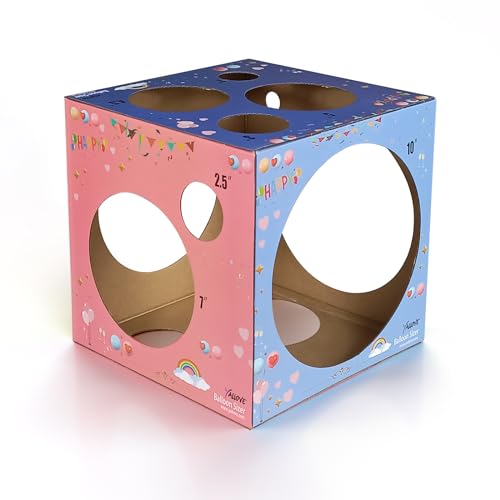 YALLOVE Ballon Sizer Cube Box, 14 Löcher Papier Ballon Größe Messwerkzeug für Ballonsäule, Bogen Party Dekoration, 1-10 Zoll von YALLOVE