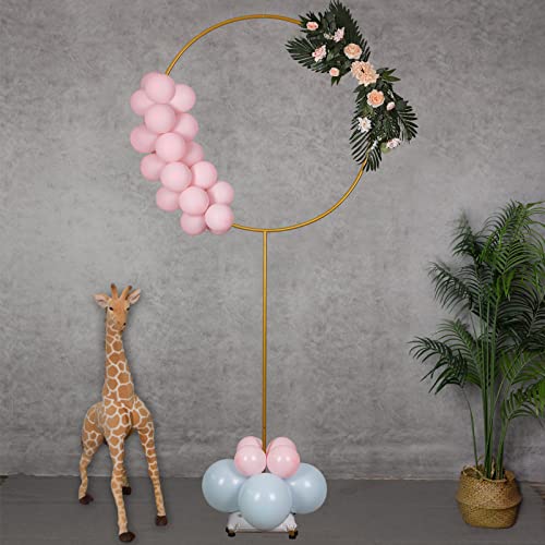 YALLOVE Metall Runde Ballon Säule, 2.2m Höhe Gold Hoop Arch Stand, Ballon Kreis Rahmen Hintergrund der Höhe verstellbar, Dekoration für Geburtstag, Baby Dusche, Jubiläum, Hochzeit von YALLOVE