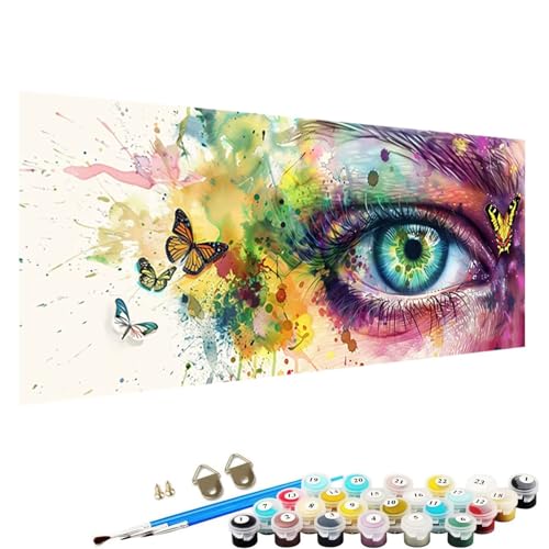 Malen Nach Zahlen Erwachsene, Auge Paint by Numbers Adult, DIY Handgemalt öLgemäLde mit 3 - Pinseln und Acrylfarbe Knitterfreie Leinwand Kit - 30x60cm Malen Nach Zahlen Erwachsene abstrakt 8-60 von YALNSENN