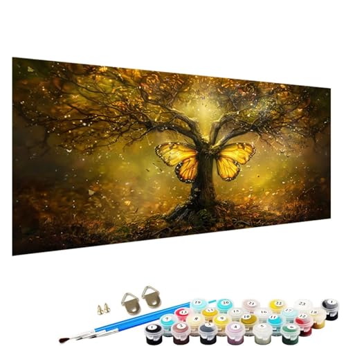 Malen Nach Zahlen Erwachsene, Baum DIY Handgemalt öLgemäLde Kit - 100x200cm, Malen Nach Zahlen Schipper mit 3 - Pinseln und Acrylfarbe Knitterfreie Leinwand Kit Schmetterling 4-A5 von YALNSENN