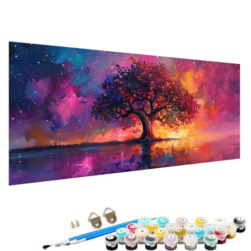 Malen Nach Zahlen Erwachsene, Baum Des Lebens DIY Handgemalt öLgemäLde Kit - 30x60cm, Malen Nach Zahlen Schipper mit 3 - Pinseln und Acrylfarbe Knitterfreie Leinwand Kit abstrakt 8-Z3 von YALNSENN