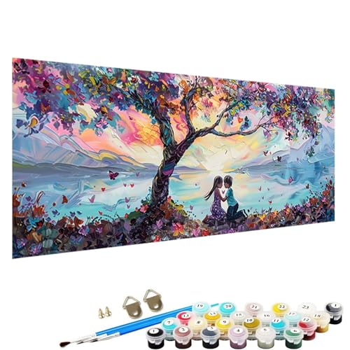 Malen Nach Zahlen Erwachsene, Baum Paint by Numbers Adult, DIY Handgemalt öLgemäLde mit 3 - Pinseln und Acrylfarbe Knitterfreie Leinwand Kit - 80x160cm Malen Nach Zahlen Erwachsene Schmetterling 3-Qf von YALNSENN