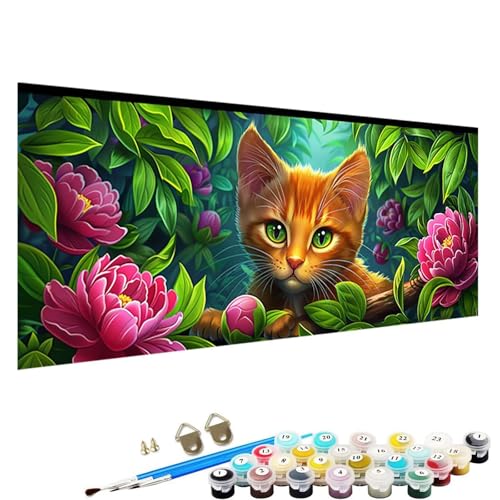 Malen Nach Zahlen Erwachsene, Blume DIY Handgemalt öLgemäLde Kit - 100x200cm, Malen Nach Zahlen Schipper mit 3 - Pinseln und Acrylfarbe Knitterfreie Leinwand Kit Katze 2-39 von YALNSENN