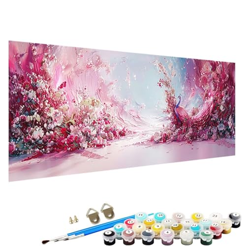 Malen Nach Zahlen Erwachsene, Blume DIY Handgemalt öLgemäLde Kit - 30x60cm, Malen Nach Zahlen Schipper mit 3 - Pinseln und Acrylfarbe Knitterfreie Leinwand Kit Pfau G-1s von YALNSENN