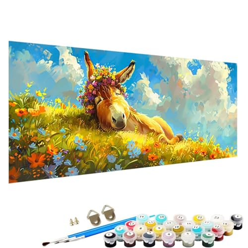 Malen Nach Zahlen Erwachsene, Blume DIY Handgemalt öLgemäLde Kit - 60x120cm, Malen Nach Zahlen Schipper mit 3 - Pinseln und Acrylfarbe Knitterfreie Leinwand Kit Esel V-W5 von YALNSENN