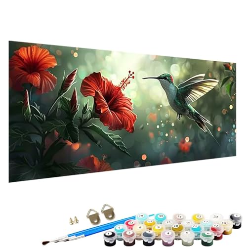 Malen Nach Zahlen Erwachsene, Blume DIY Handgemalt öLgemäLde Kit - 60x120cm, Malen Nach Zahlen Schipper mit 3 - Pinseln und Acrylfarbe Knitterfreie Leinwand Kit Kolibri 6-68 von YALNSENN