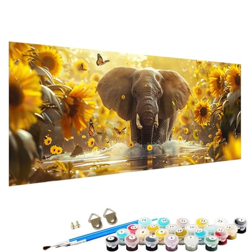 Malen Nach Zahlen Erwachsene, DIY Blume Handgemaltes öLgemäLde Set für AnfäNger und Bastelset Erwachsene, Acrylfarbe, Kreative Heimdekoration 100x200cm Malen Nach Zahlen für Erwachsene Elefant 0-Pg von YALNSENN