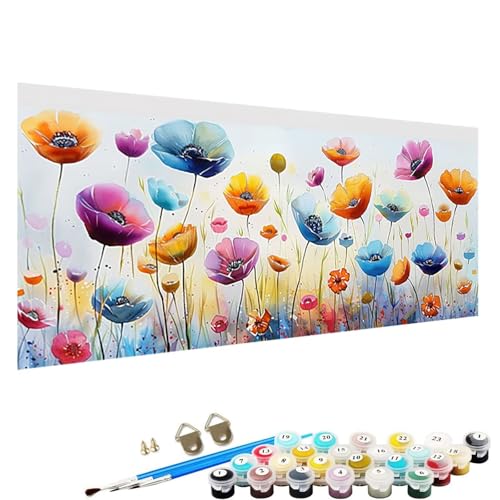 Malen Nach Zahlen Erwachsene, DIY Blume Handgemaltes öLgemäLde Set für AnfäNger und Bastelset Erwachsene, Acrylfarbe, Kreative Heimdekoration 30x60cm Malen Nach Zahlen für Erwachsene abstrakt W-Hu von YALNSENN