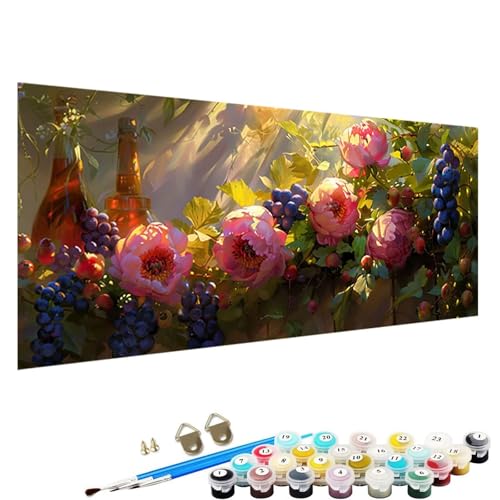 Malen Nach Zahlen Erwachsene, DIY Blume Handgemaltes öLgemäLde Set für AnfäNger und Bastelset Erwachsene, Acrylfarbe, Kreative Heimdekoration 60x120cm Malen Nach Zahlen für Erwachsene Obst B-Ib von YALNSENN