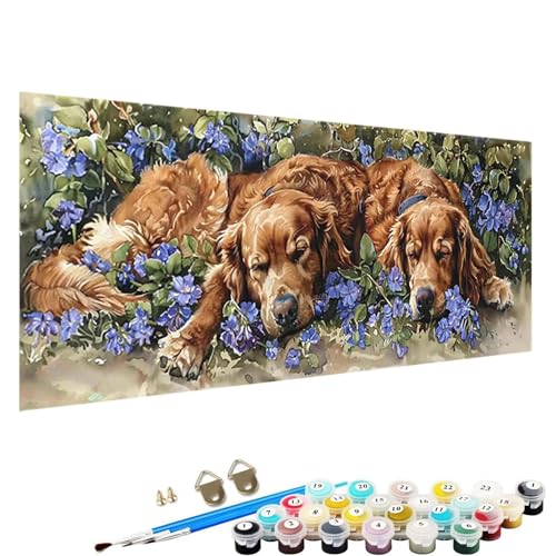 Malen Nach Zahlen Erwachsene, DIY Blume Handgemaltes öLgemäLde Set für AnfäNger und Bastelset Erwachsene, Acrylfarbe, Kreative Heimdekoration 80x160cm Malen Nach Zahlen für Erwachsene Hund C-69 von YALNSENN