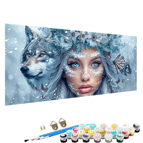 Malen Nach Zahlen Erwachsene, DIY Frau Handgemaltes öLgemäLde Set für AnfäNger und Bastelset Erwachsene, Acrylfarbe, Kreative Heimdekoration 60x120cm Malen Nach Zahlen für Erwachsene Wolf 5-Q7 von YALNSENN