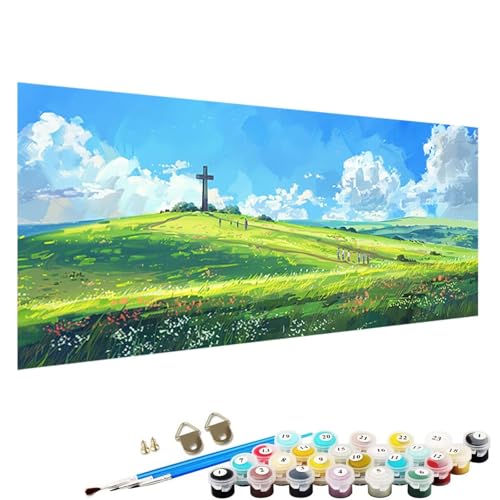 Malen Nach Zahlen Erwachsene, DIY Handgemalt öLgemäLde Kit für AnfäNger und Erwachsene, Pflanze， Acrylpigment für Kinder GemäLdeleinwand, Kreatives Geschenk Home Haus Deko, 50x100cm Landschaft X-25 von YALNSENN