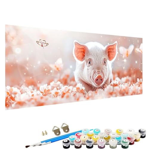 Malen Nach Zahlen Erwachsene, DIY Handgemalt öLgemäLde Kit für AnfäNger und Erwachsene, Schwein， Acrylpigment für Kinder GemäLdeleinwand, Kreatives Geschenk Home Haus Deko, 90x180cm Tier 1-X7 von YALNSENN