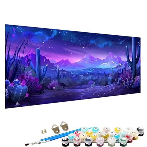 Malen Nach Zahlen Erwachsene, DIY Handgemalt öLgemäLde Kit für AnfäNger und Erwachsene, Sternenhimmel， Acrylpigment für Kinder GemäLdeleinwand, Kreatives Geschenk Home Haus Deko, 40x80cm Kaktus 2-V7 von YALNSENN