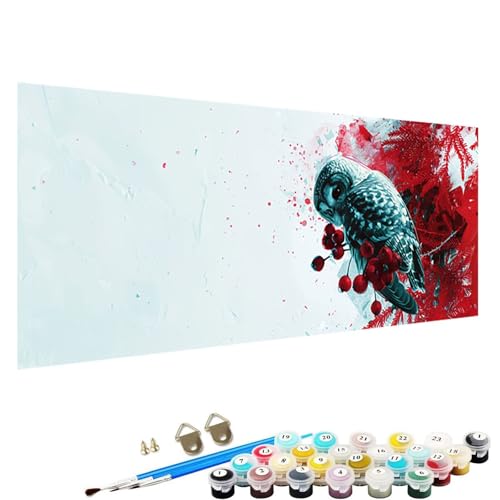 Malen Nach Zahlen Erwachsene, DIY Handgemalt öLgemäLde Kit für AnfäNger und Erwachsene, abstrakt， Acrylpigment für Kinder GemäLdeleinwand, Kreatives Geschenk Home Haus Deko, 40x80cm Eule S-80 von YALNSENN